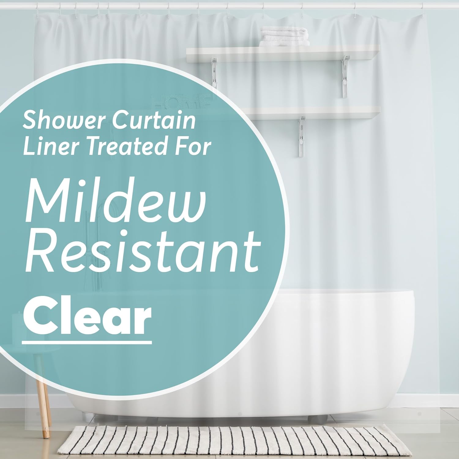 BigFoot Clear · Premium PEVA shower curtain